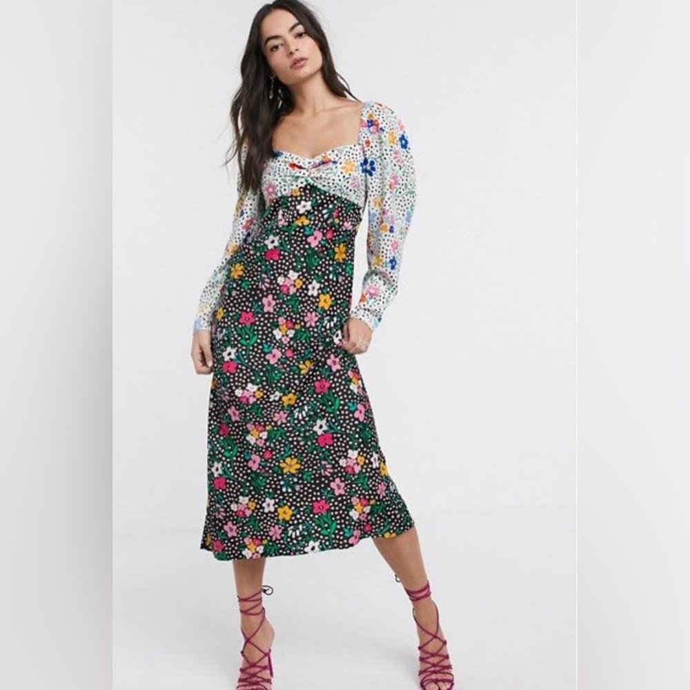 ASOS print mix midi dress